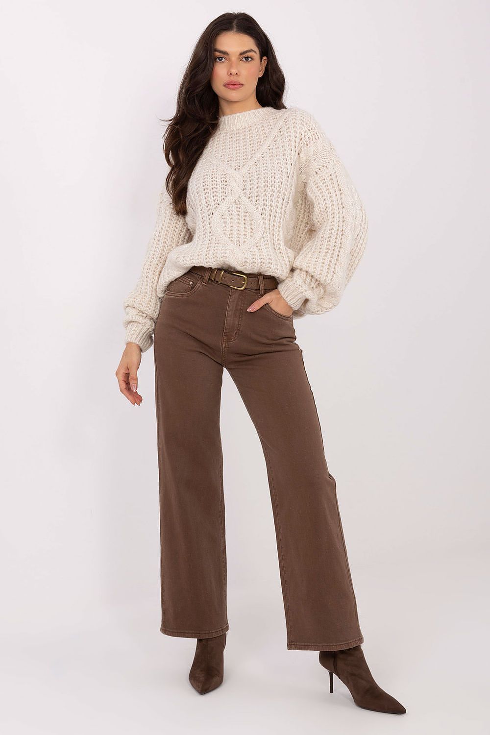 image-Women's Loose Sweater Acrylic Blend Round Neck