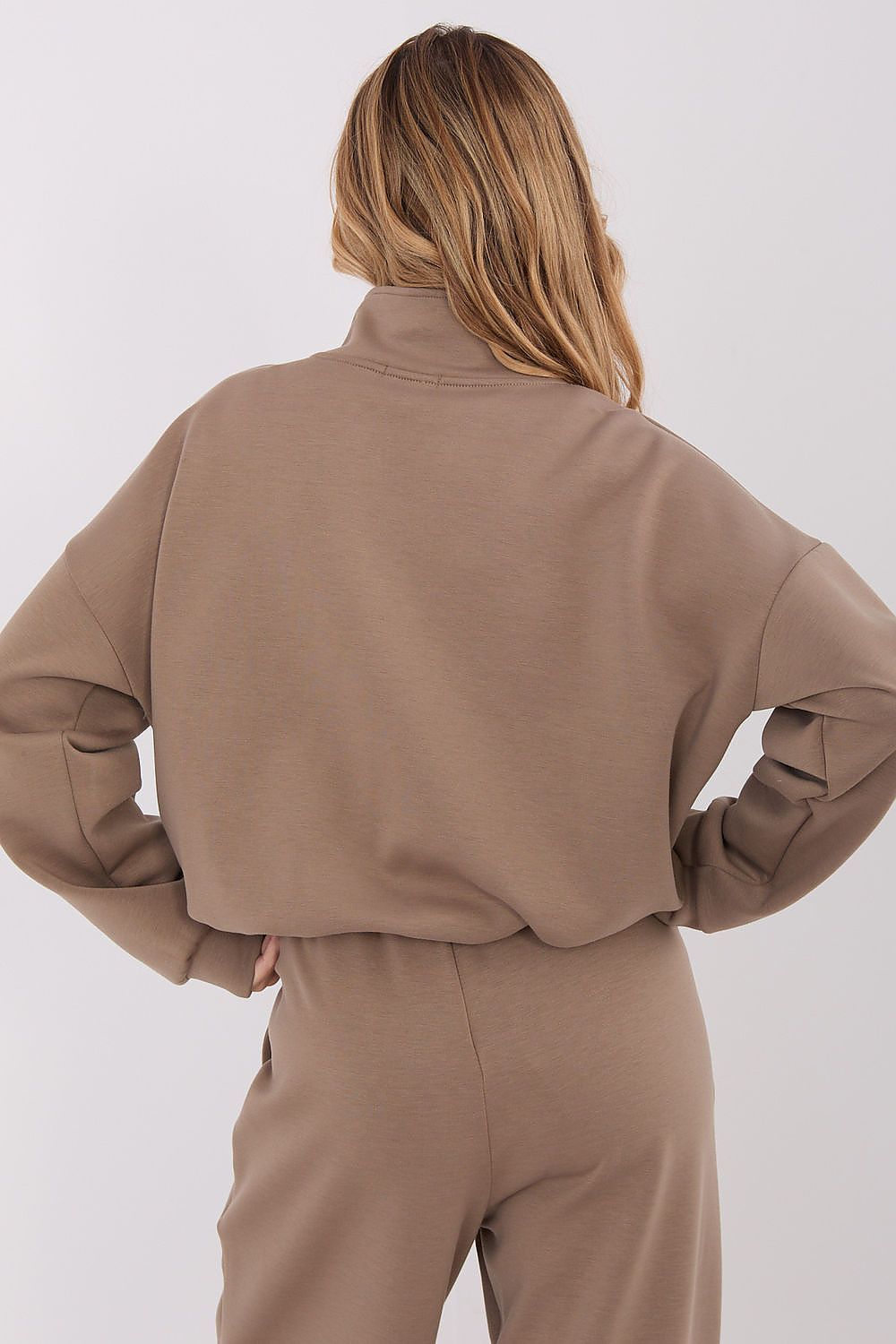 image-Women's Zip-Up Sweatshirt with Stand Collar