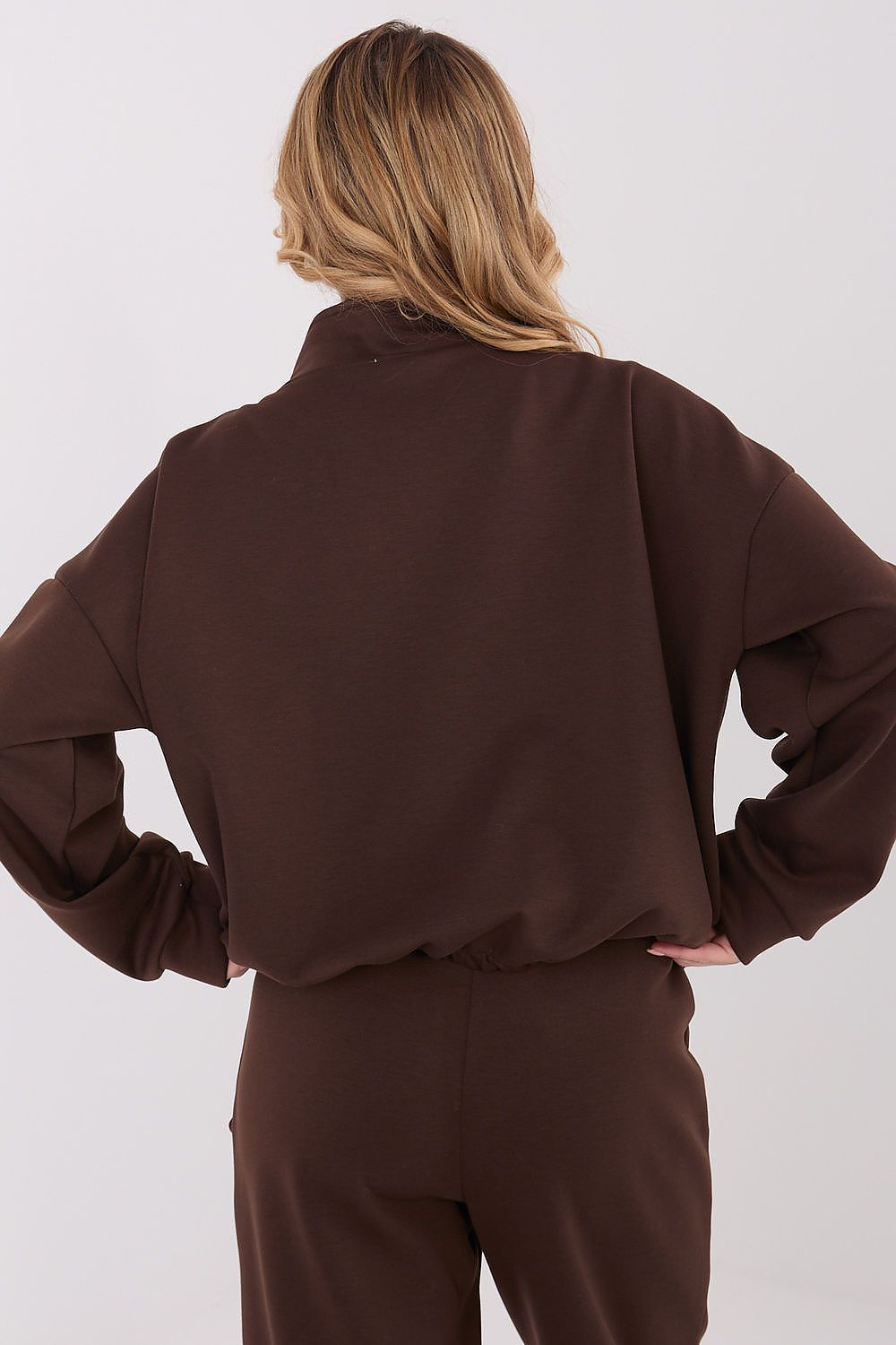 image-Women's Zip-Up Sweatshirt with Stand Collar