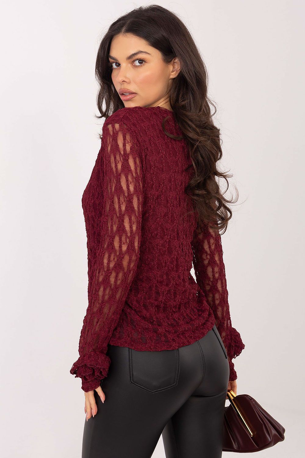 image-Blouse Italy Moda Lace Long Sleeve