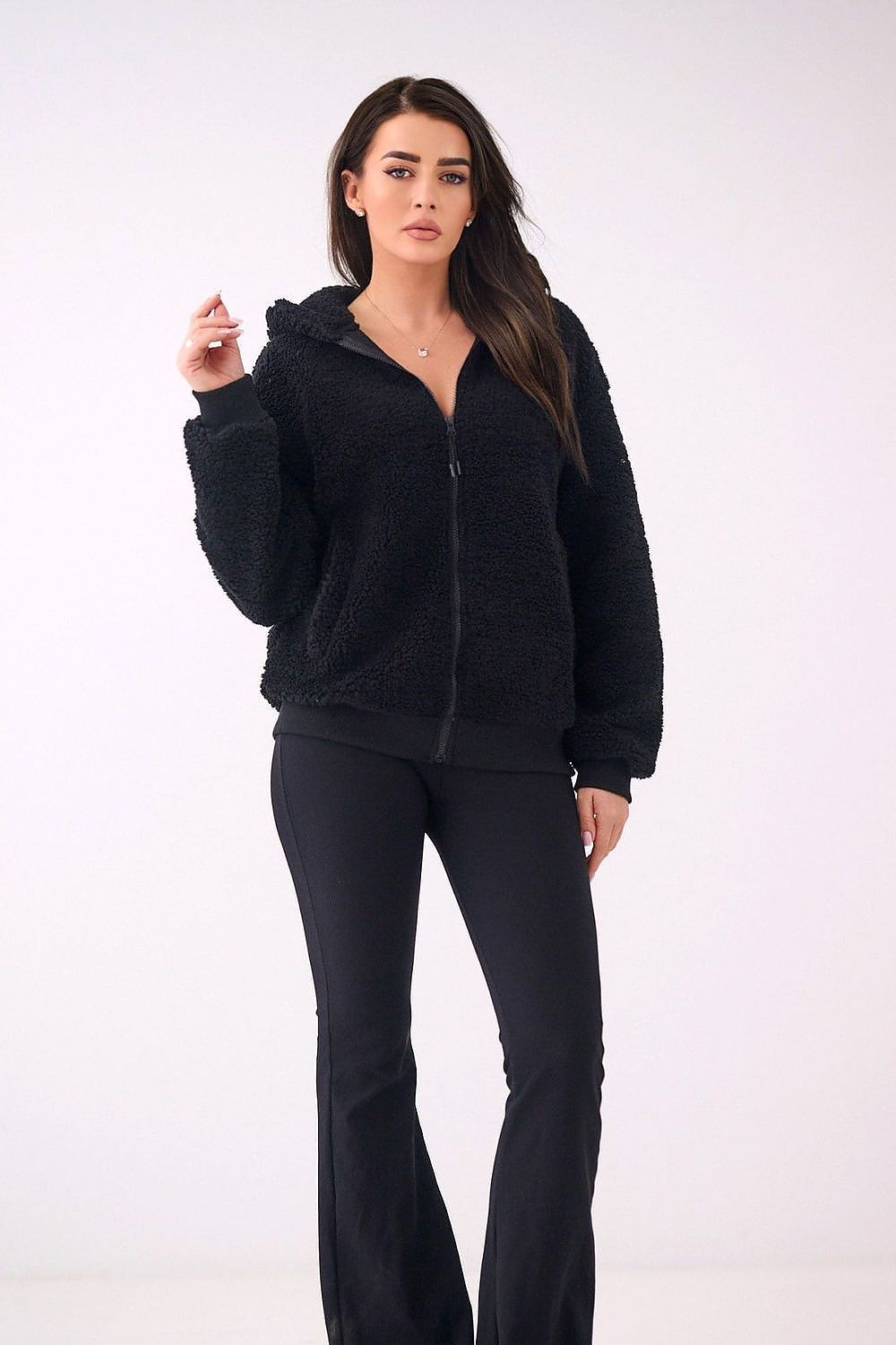 image-Women's Hooded Zip-Up Fleece Sweatshirt - Polyester