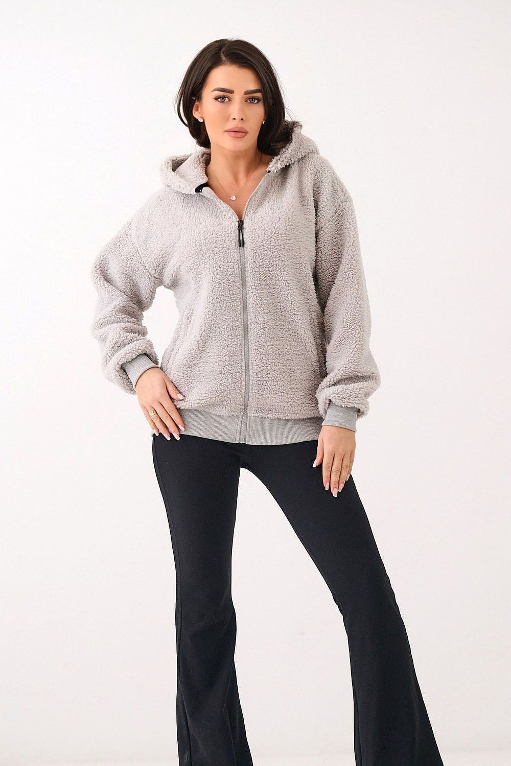 image-Women's Hooded Zip-Up Fleece Sweatshirt - Polyester
