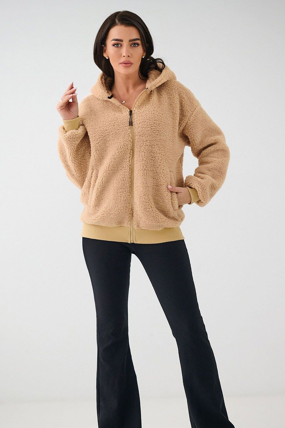 image-Women's Hooded Zip-Up Fleece Sweatshirt - Polyester
