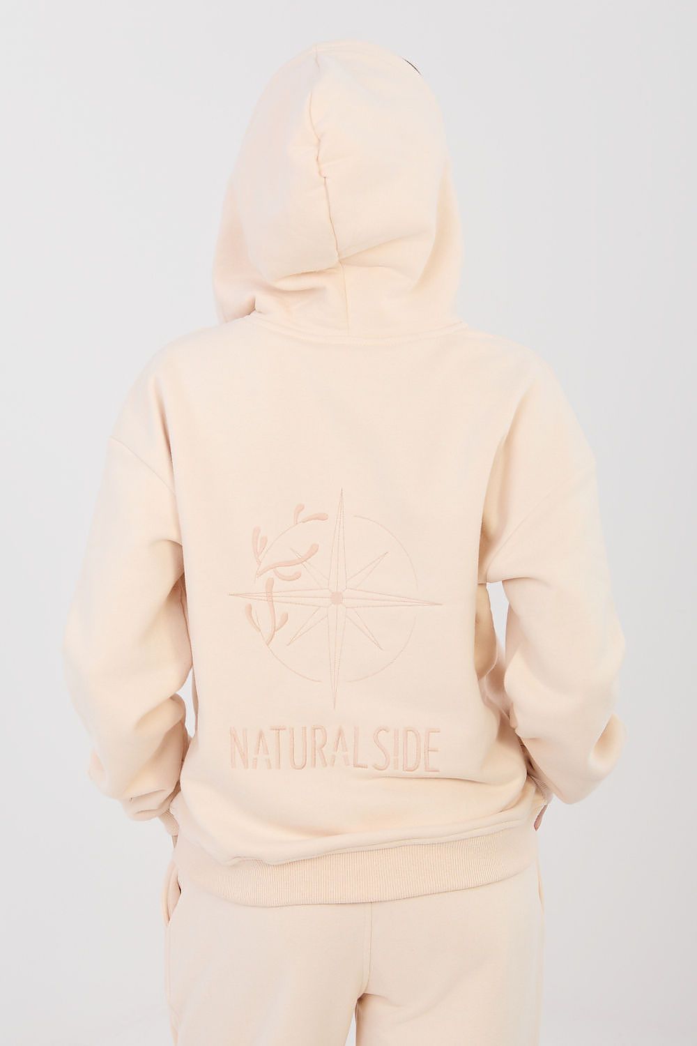 image-Women's Hooded Zip-Up Sweatshirt with Embroidery - Cotton Blend