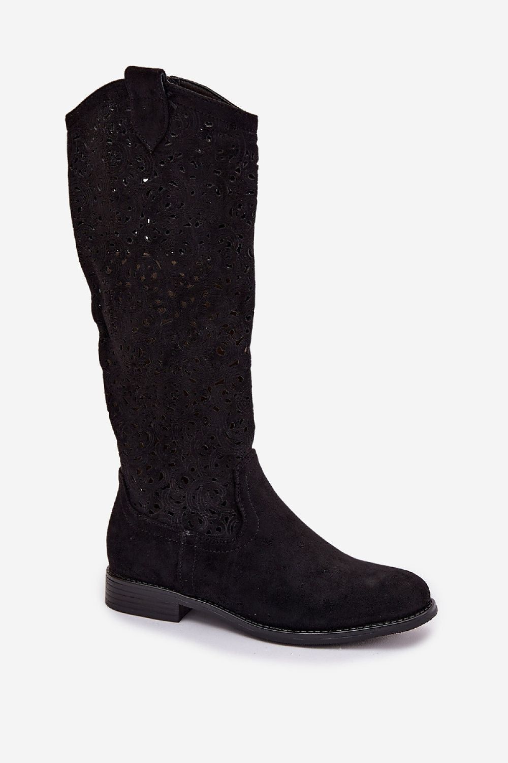 image-Women's Boho Lace-up Boots - Open-work Suede Imitation