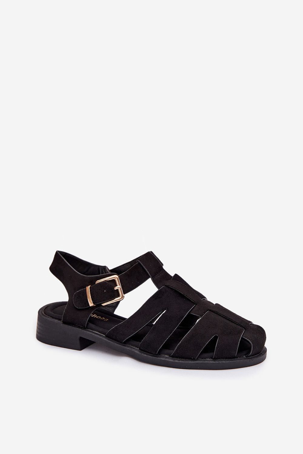 image-Women's Roman Style Flat Sandals - Faux Suede Buckle Strap