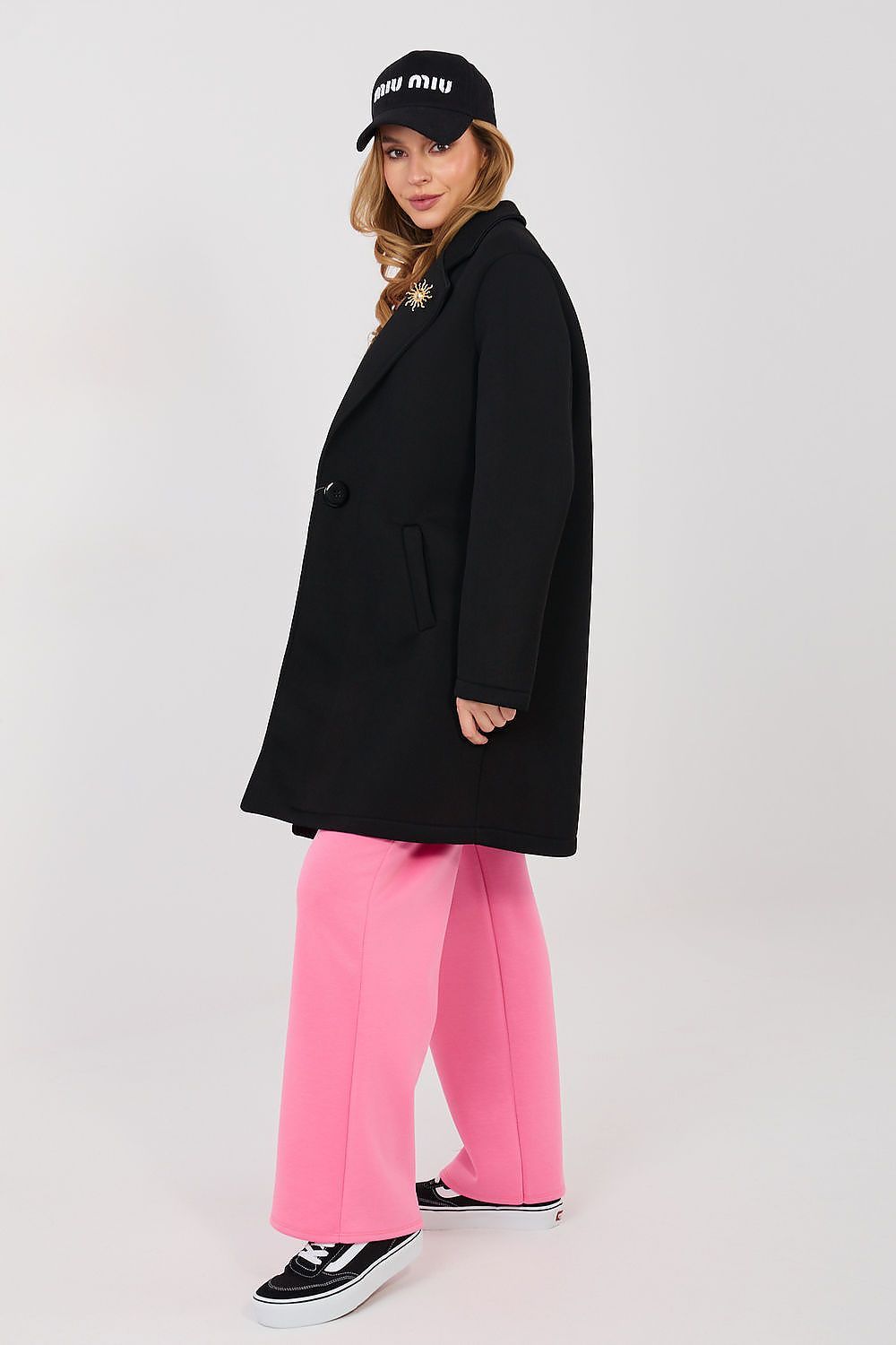 image-Rue Paris Women's Transitional Coat with Brooch - One Size