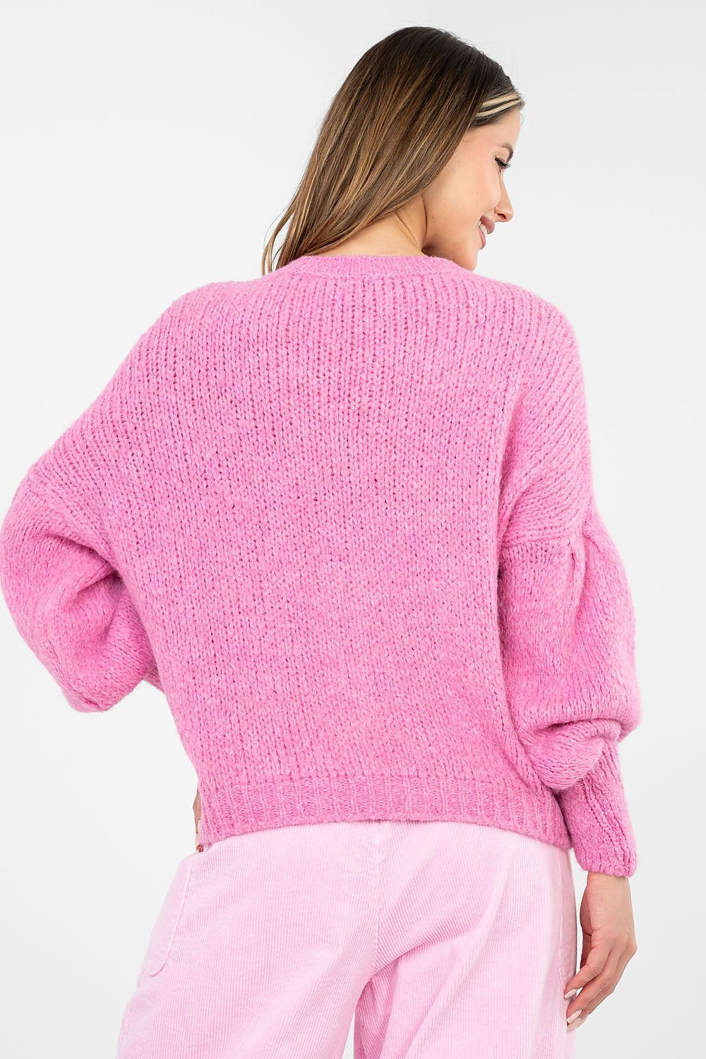 image-Italy Moda Women's Open Front Jumper - One Size Puffy Sleeve