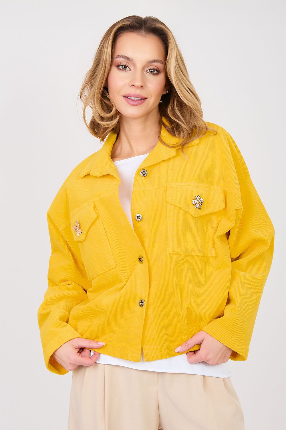 image-Rue Paris Women's Corduroy Bomber Jacket - One Size Cotton 