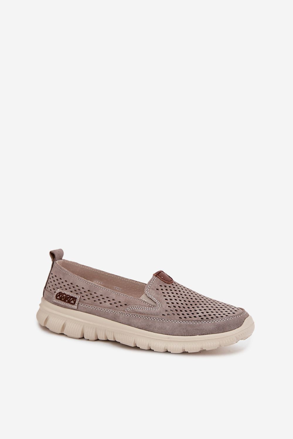 image-Women's Suede Perforated Loafers - Lightweight Comfort Shoes