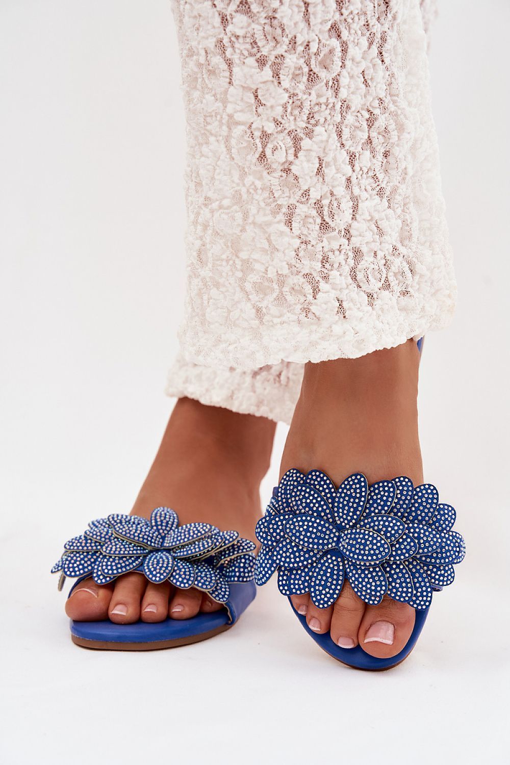 image-Women's Flat Sandals - Faux Leather Flip-Flops with 1cm Heel
