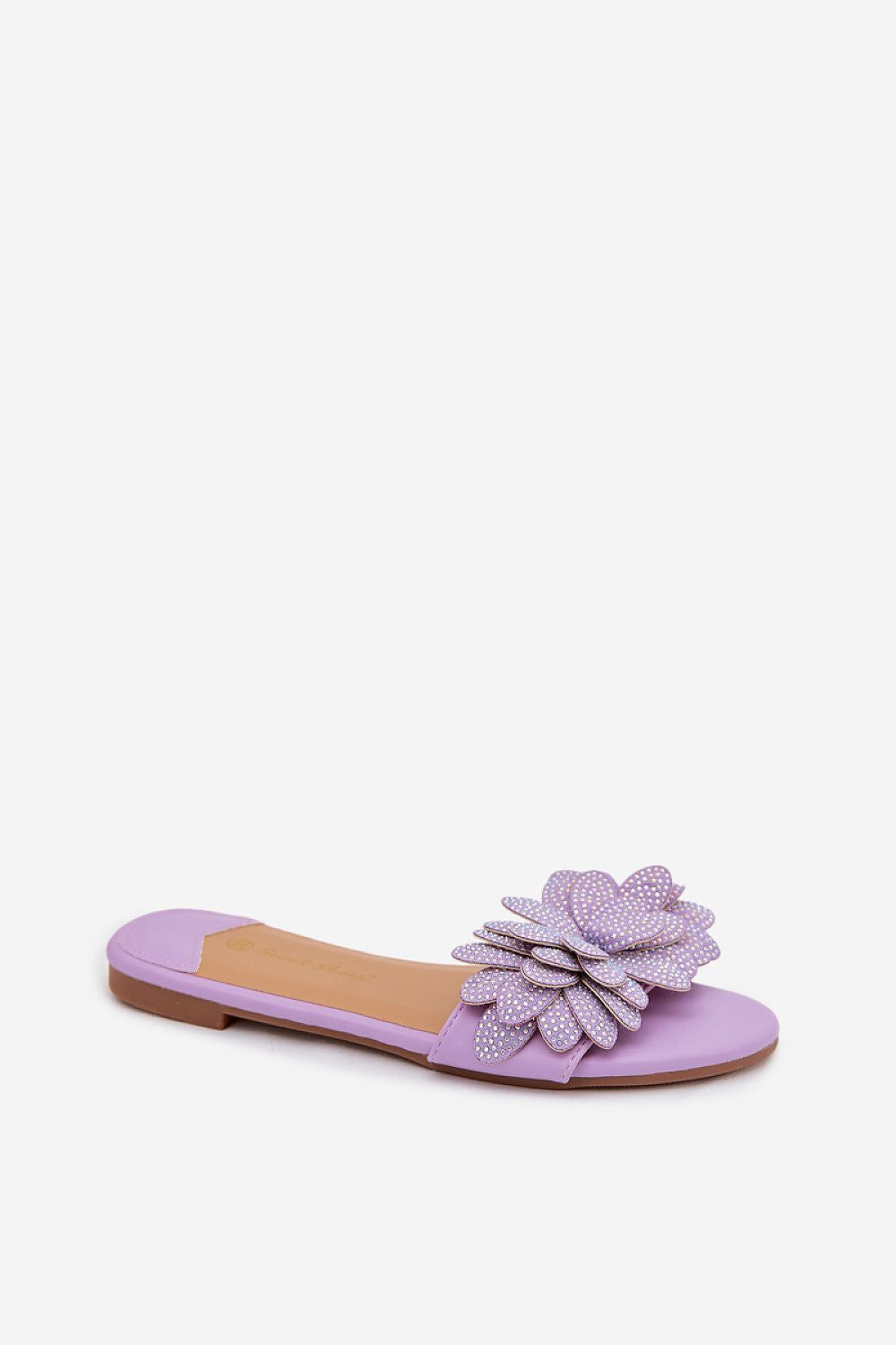 image-Women's Flat Sandals - Faux Leather Flip-Flops with 1cm Heel