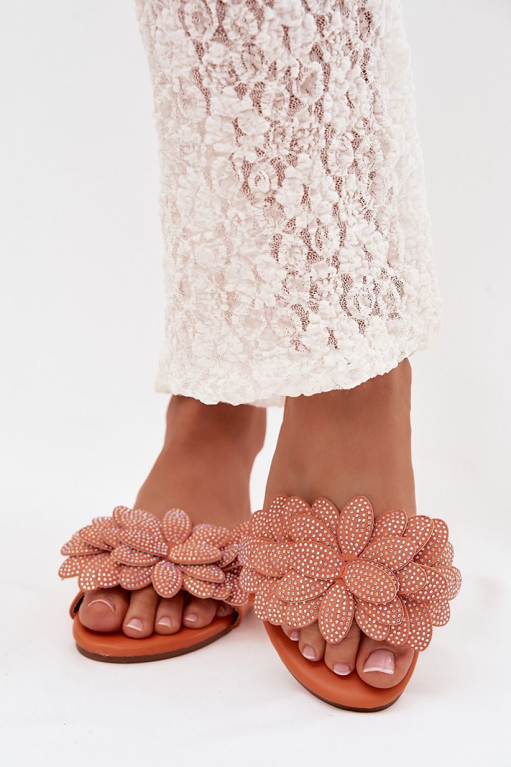 image-Women's Flat Sandals - Faux Leather Flip-Flops with 1cm Heel