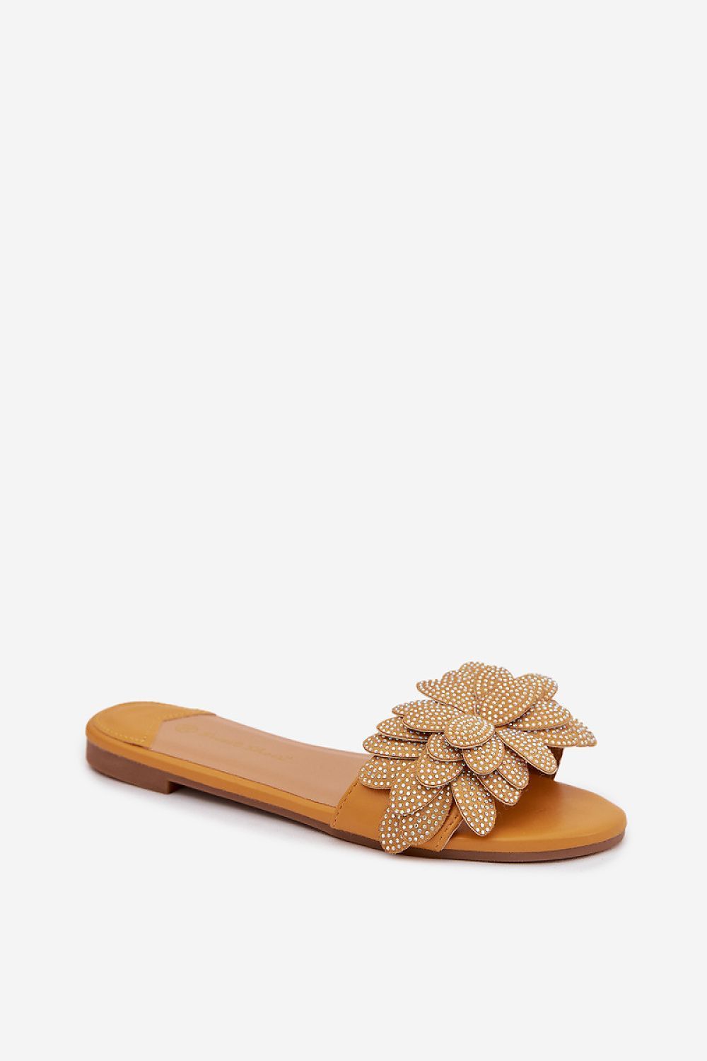image-Women's Flat Sandals - Faux Leather Flip-Flops with 1cm Heel