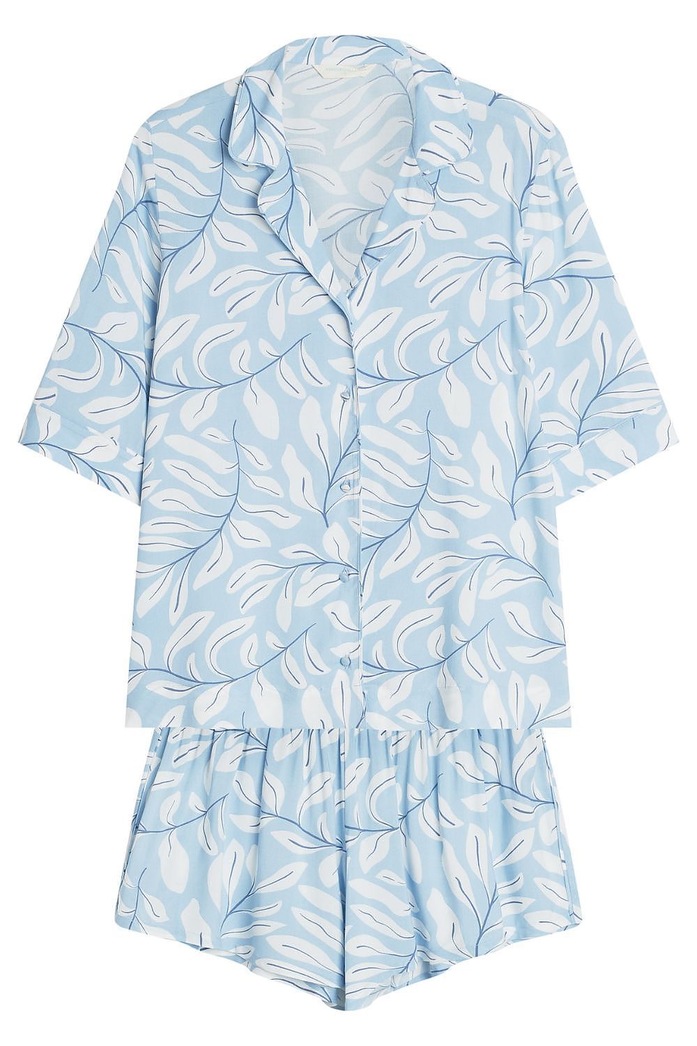 image-Henderson Women's Viscose Pajamas - Button-Down Shirt & Shorts Set