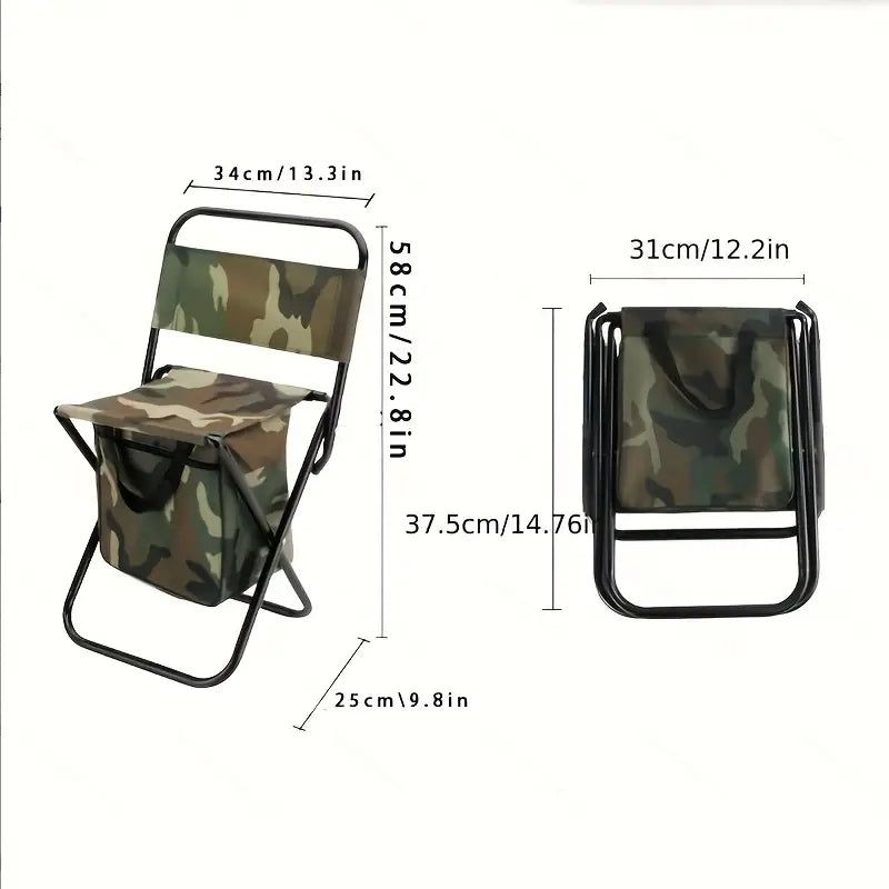 image-Portable Folding Camping Chair - Camouflage Aluminum Alloy
