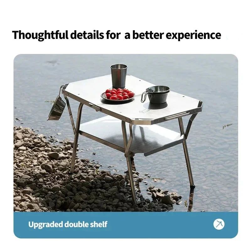 image-Outdoor Folding Stainless Steel Tactical Camping Table - Gen 2