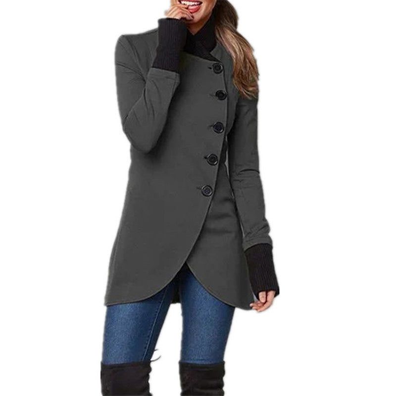 image-Casual Long-Sleeved Jacket - Gray/Black/Red/Green/Blue