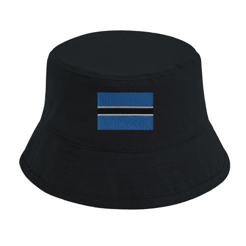 image-Botswana Flag Embroidered Bucket Hat - 100% Cotton Black