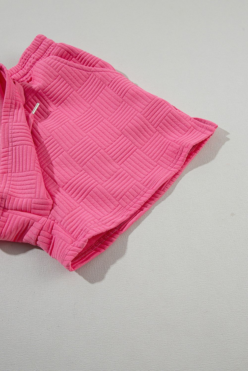 image-Bonbon Textured Ruffled Sleeve Tee & Drawstring Shorts Set