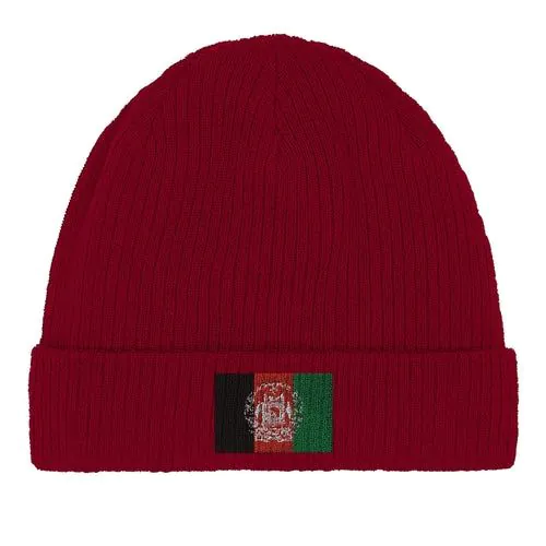 image-Afghanistan Flag Organic Cotton Beanie - Black Flexfit 1501KC