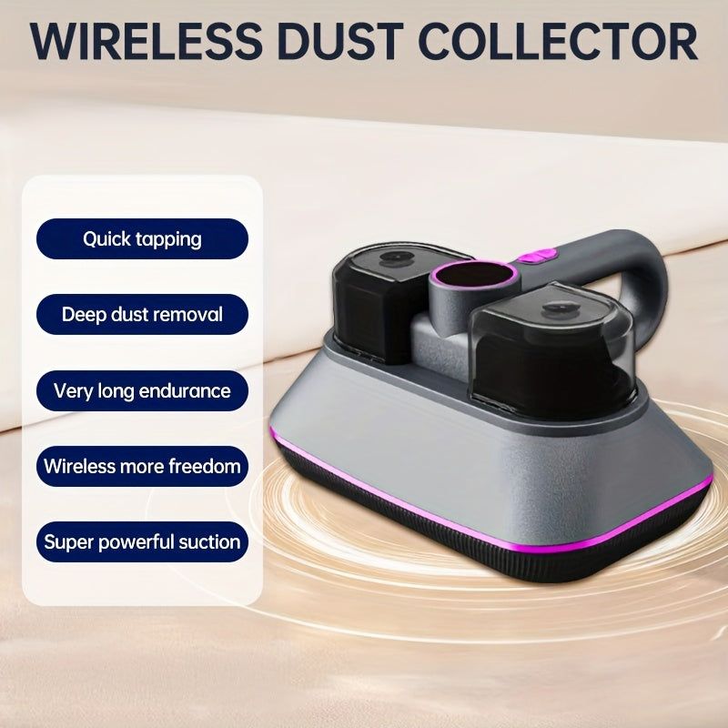 image-Wireless Mattress Vacuum Cleaner with LED Display - USB Cordless