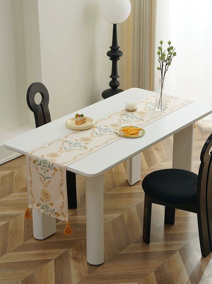 image-French Style Floral Table Runner - Elegant Garden Pattern 