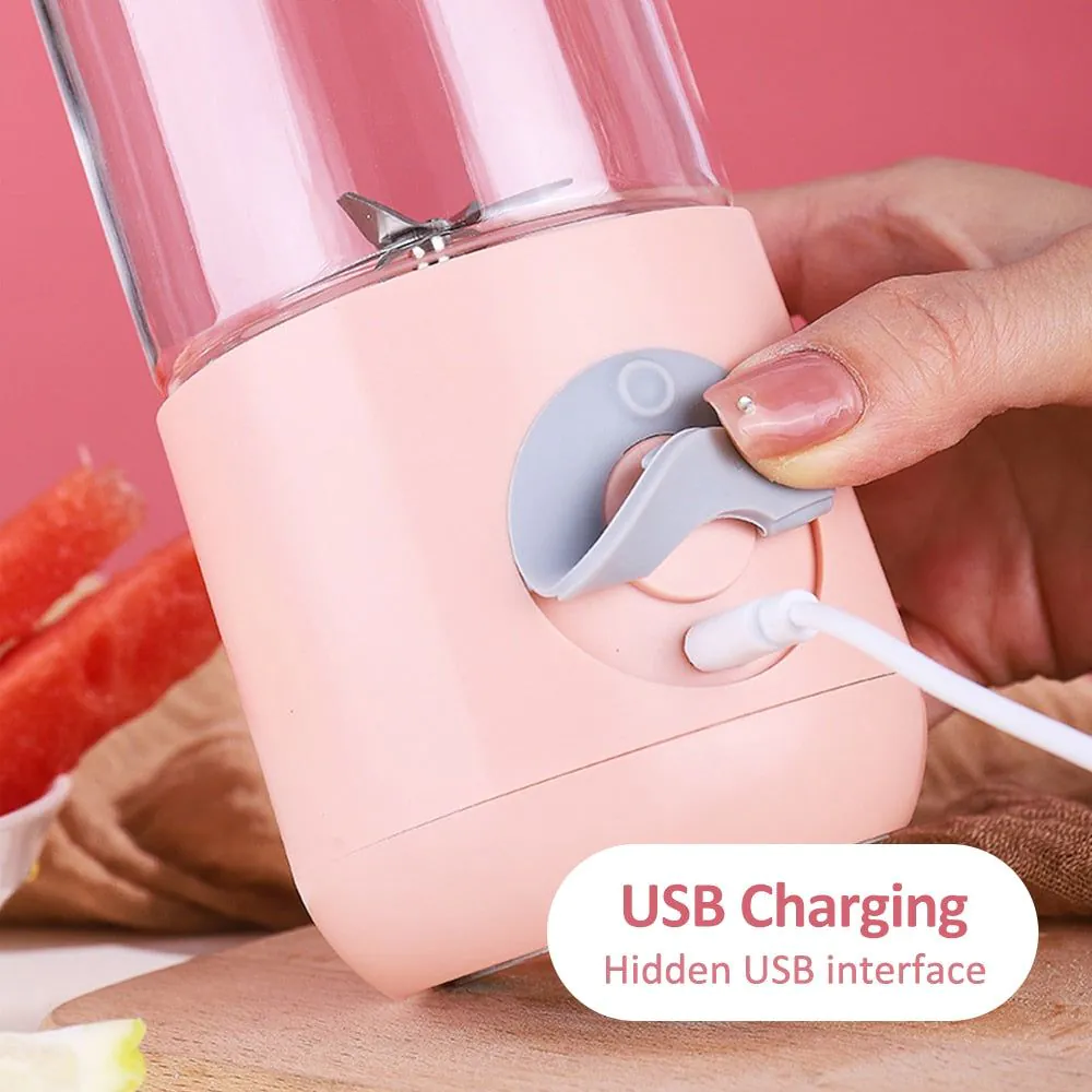 image-Mini Portable Blender - 500ml USB Rechargeable 6-Blade Cup