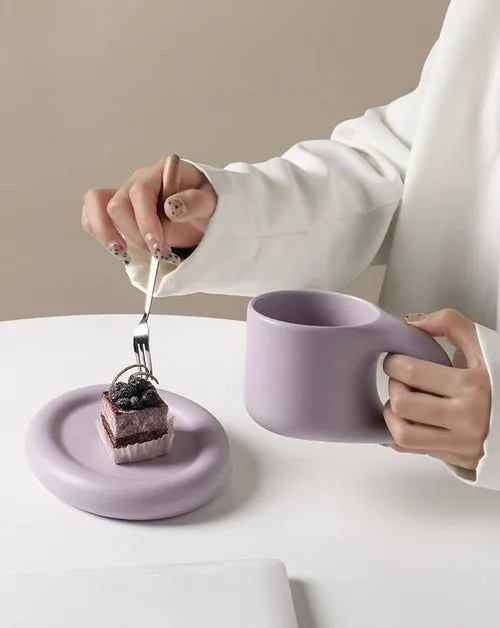 image-Handcrafted Bauhaus Ceramic Chubby Mugs - Jingdezhen Artisan Clay