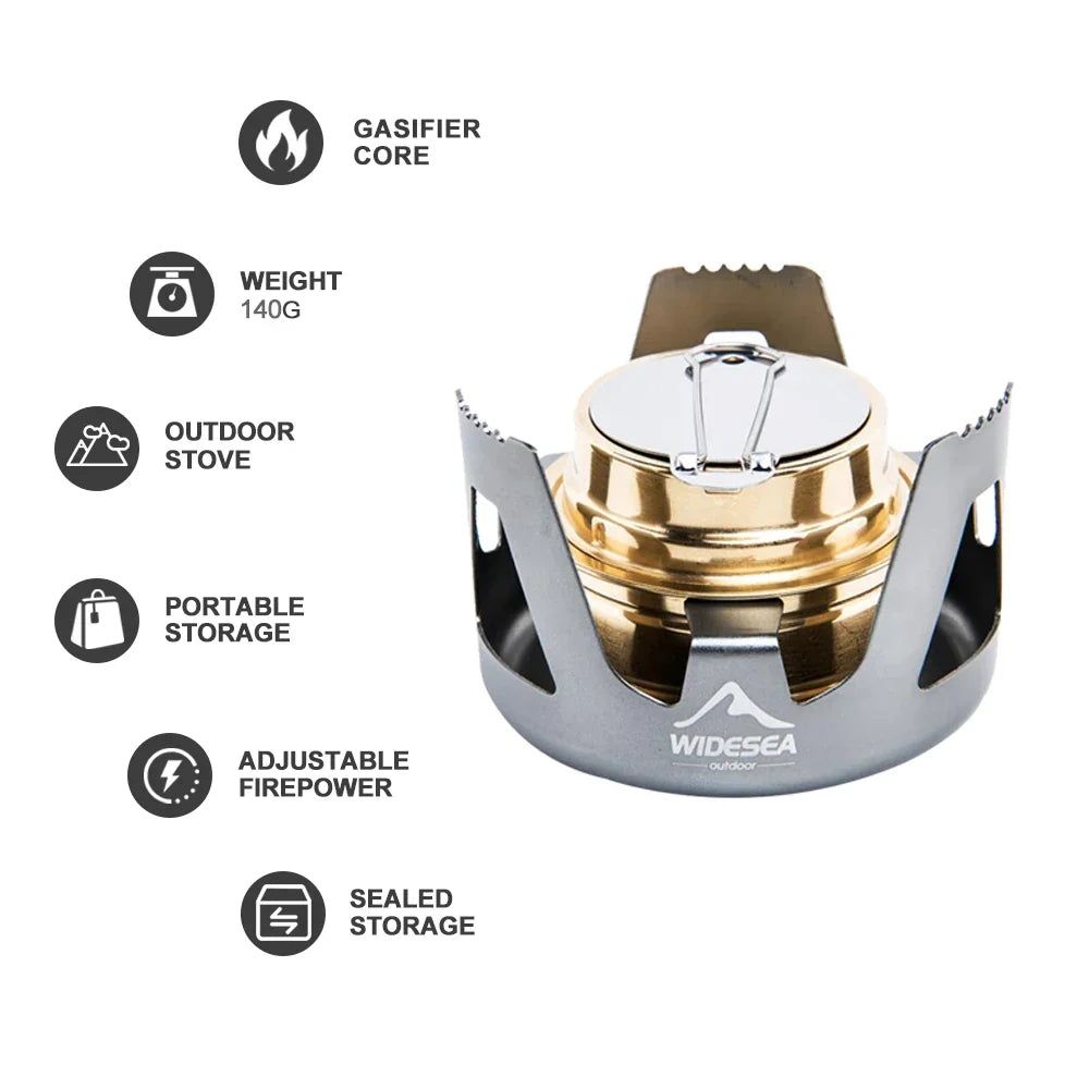 image-Portable Camping Alcohol Stove with Stand - Grey Aluminum