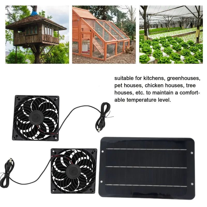 image-Solar-Powered Dual Fan Ventilator - 10W 12V Monocrystalline Black