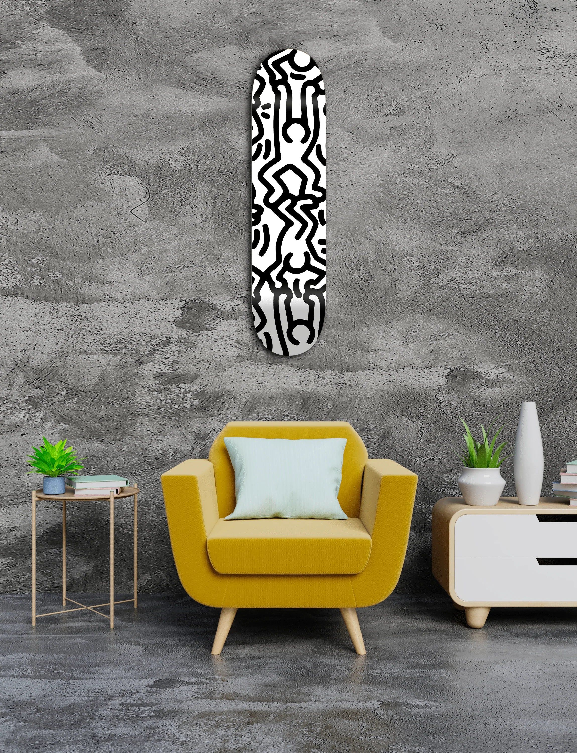 image-Happiness B&W Skateboard Wall Art
