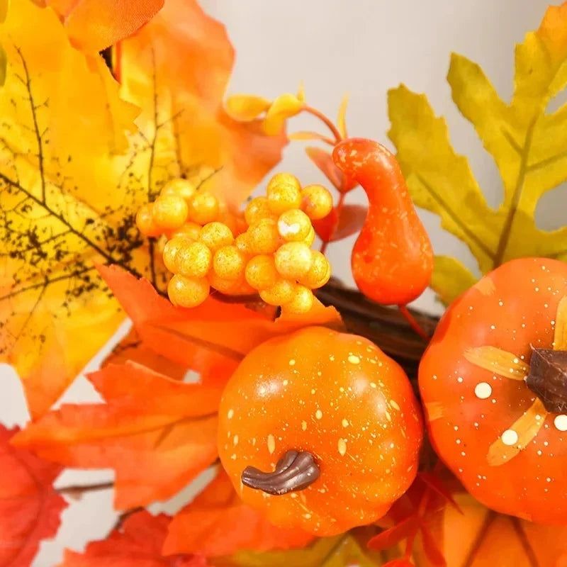 image-NNEOBA Fall Pumpkin Berry Maple Leaf Wreath - 32x45cm