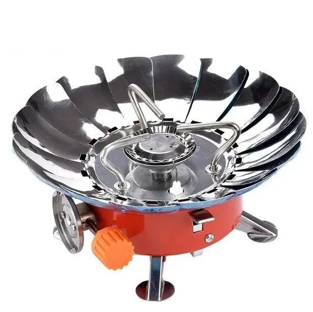 image-Windproof Lotus Camping Gas Stove - Mini Folding Portable Red