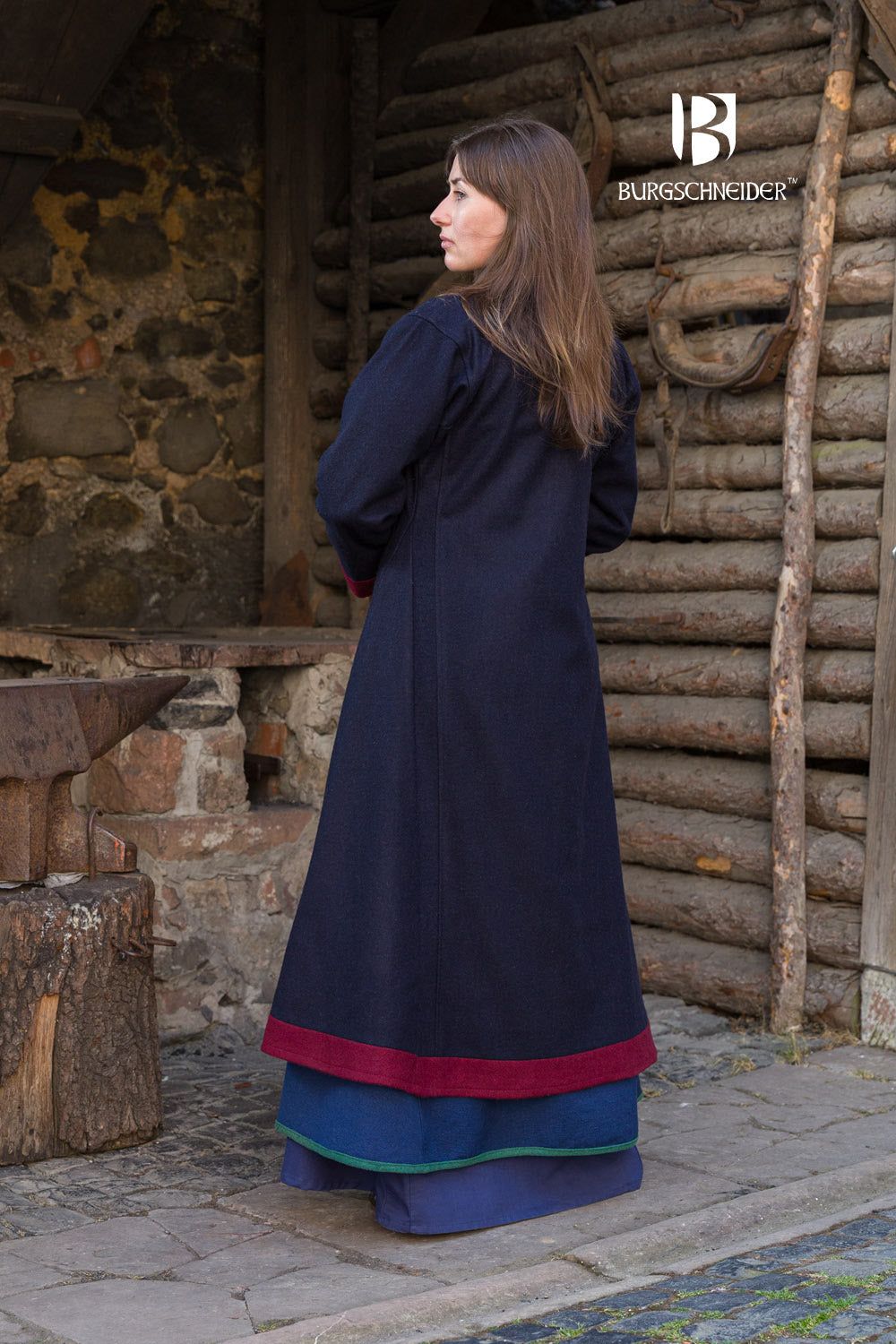 image-Kseniya Rus Coat - Blue/Red Historical Reenactment Jacket