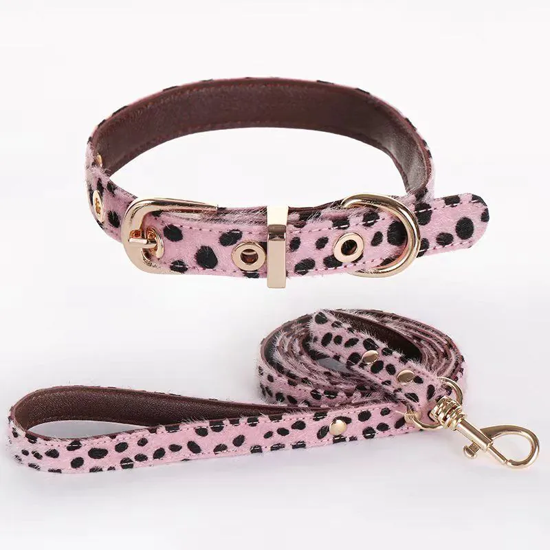 image-Leopard Print Pet Collar & Leash Set - Adjustable Dog Harness