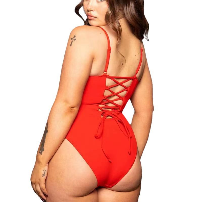 image-Silu Fei One-Piece Swimsuit - Red 4XL Backless