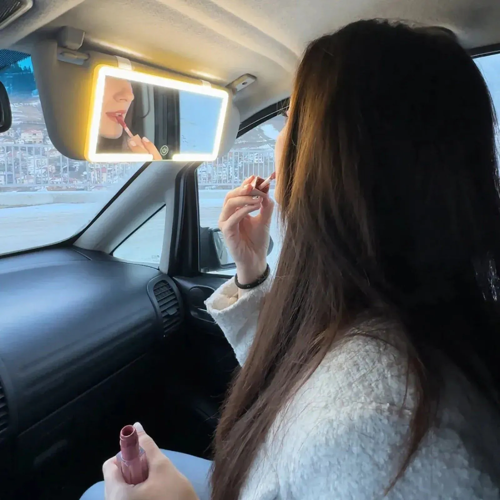 image-Car LED Vanity Mirror Sun Visor with Three-Tone Light Protection