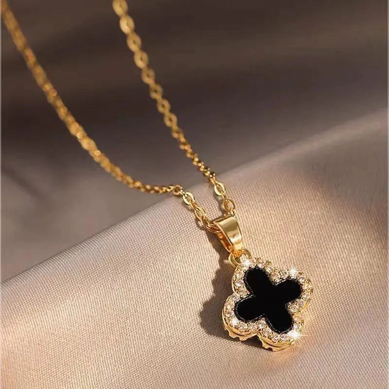 image-Titanium Steel Diamond Necklace - Women's Clavicle Chain 