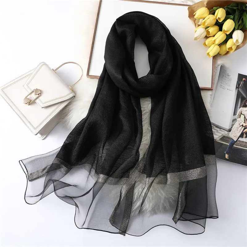image-Polyester Long Scarf - Light Grey 90x200cm 