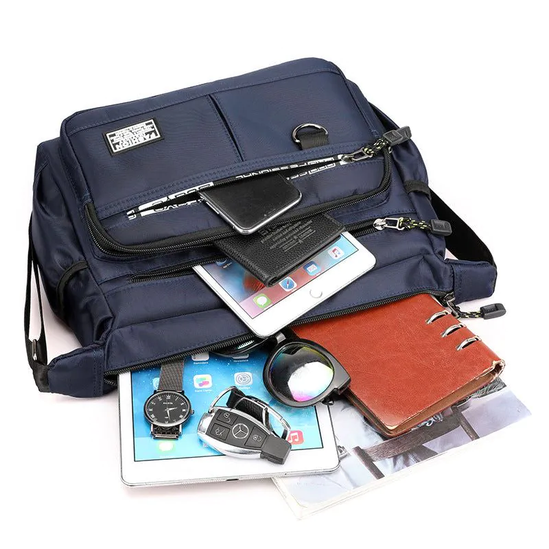 image-Men's Shoulder Bag - Grey Oxford Polyester
