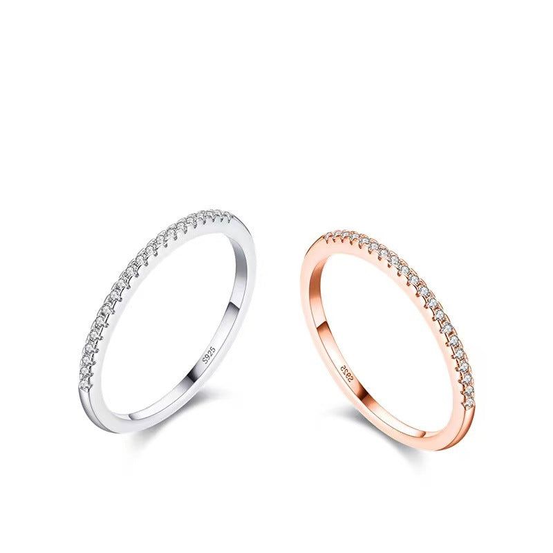 image-S925 Sterling Silver Diamond Ring - Rose Gold