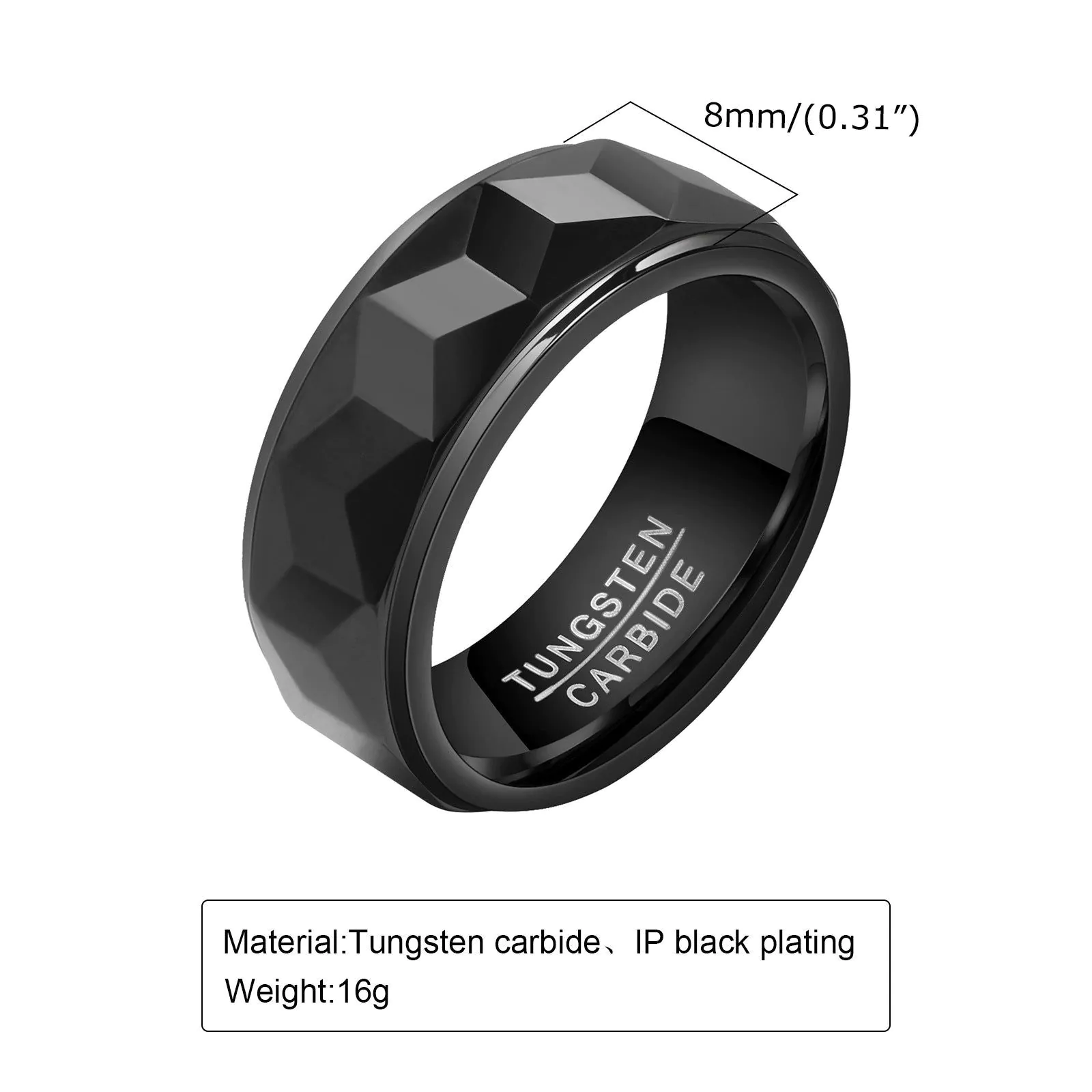 image-Tungsten Steel Gold Ring Men - Geometric