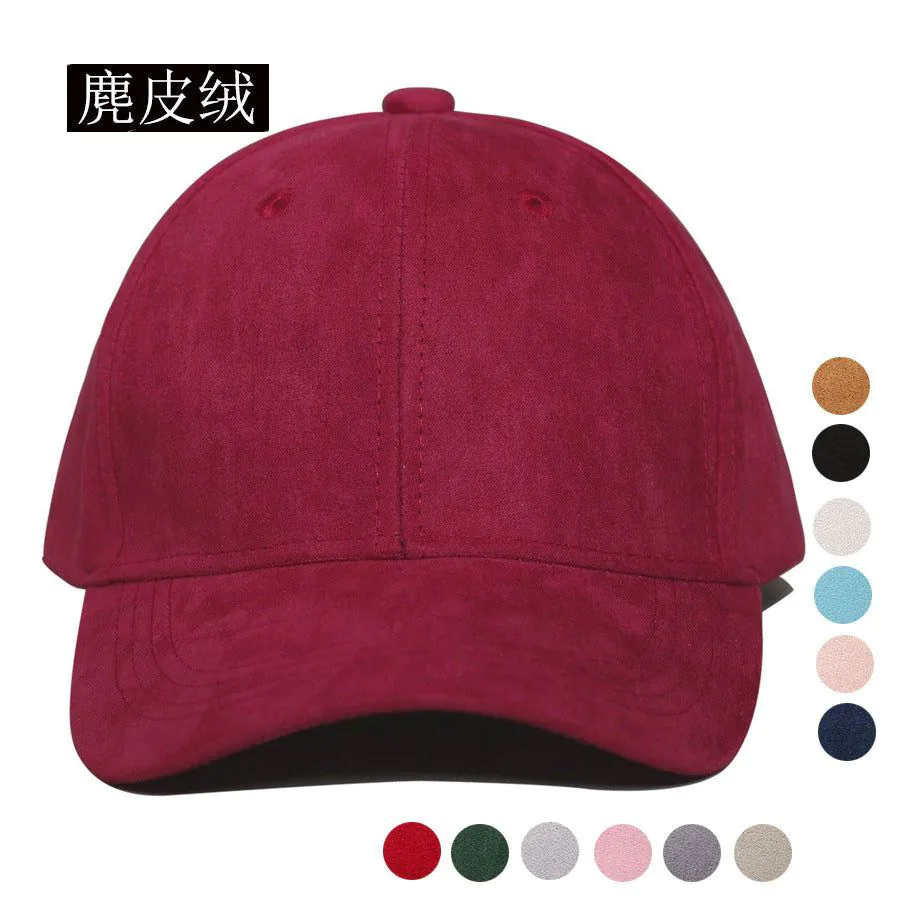 image-Suede Winter Hat - Solid Korean Peaked Cap - Warm Baseball