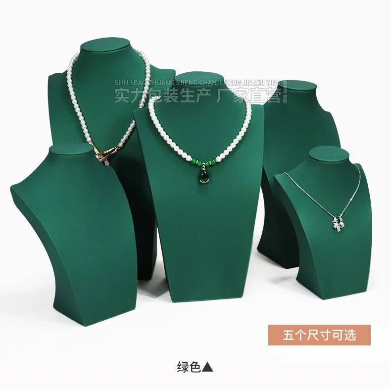 image-PU Leather Necklace Display Stand - Blue 39cm