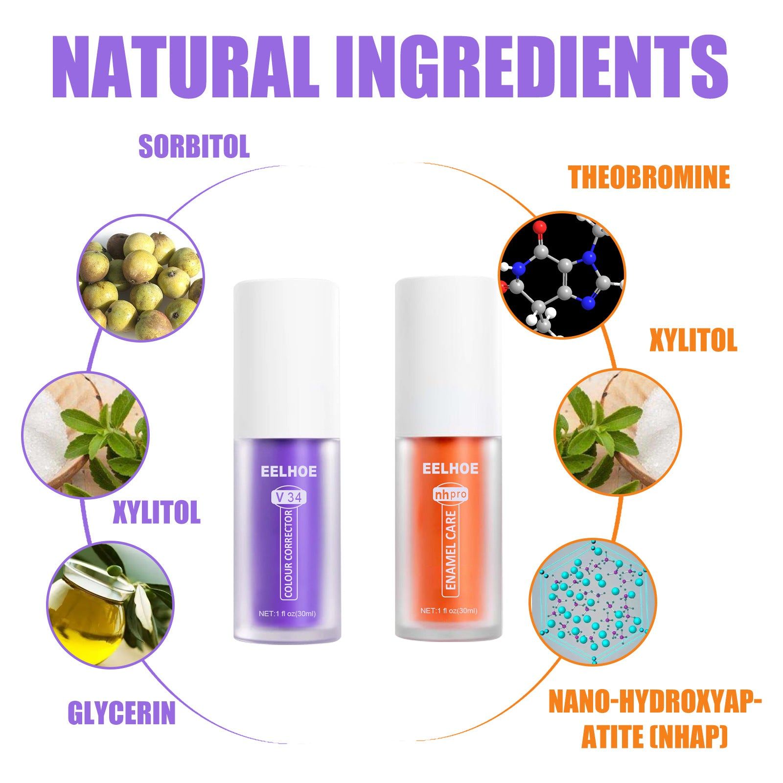 image-EELHOE V34 Toothpaste Repair Purple Orange