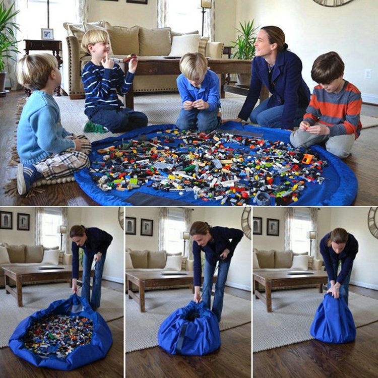image-Lego Toy Storage Bag - Drawstring Building Blocks Organizer 