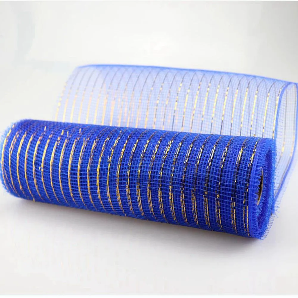 image-Christmas Wire Mesh Packaging - Red & White Strips 26cm x 10yds