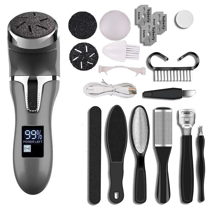 image-Electric Foot Grinder - Black with 10 Accessories USB