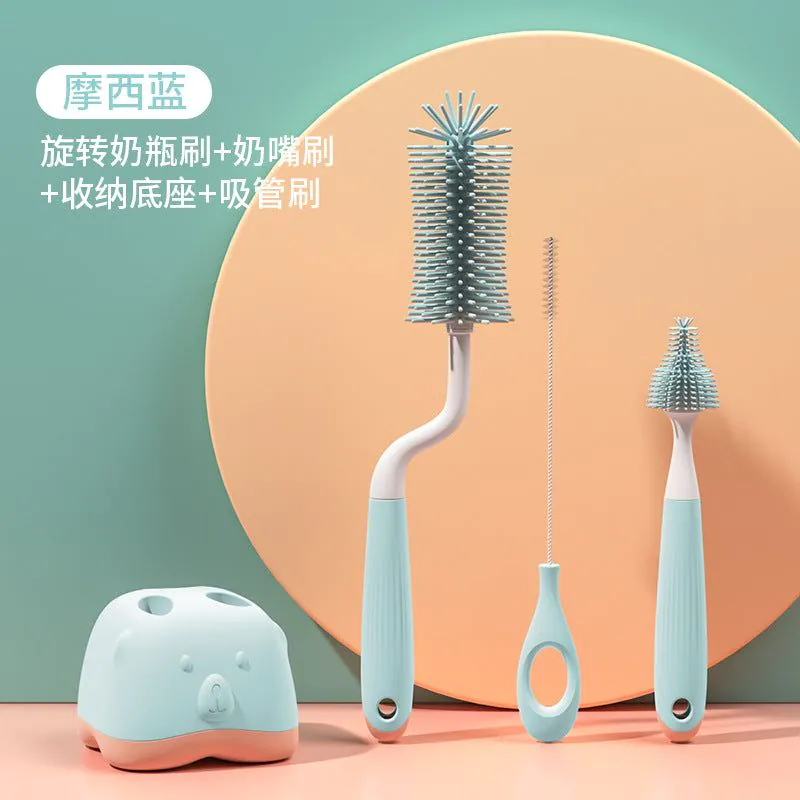 image-Silicone Bottle Brush Set - Rotating Cleaner 